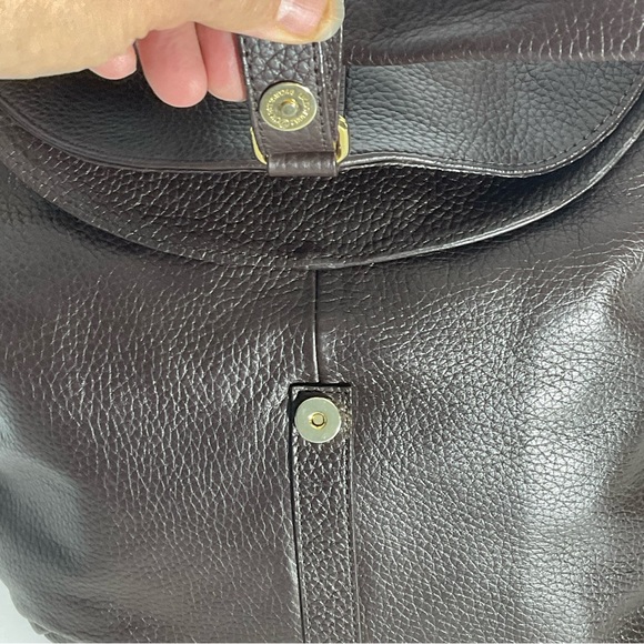 Barr and Barr New York Pebbled Brown Leather Bag Gold Hardware Shoulder Bag - Picture 4 of 15